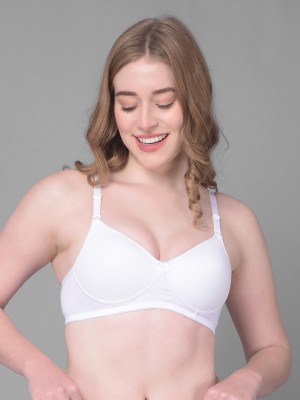 Dollar Missy Pack of 1 Cotton with Stretchy Elastane Thin Padded T-Shirt Women Everyday Heavily Padded Bra(White)