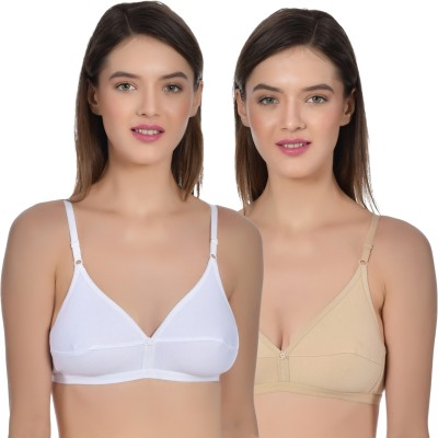 Aimly Women's Cotton Non-Padded Non-Wired Low Coverage Regular Bra (PACK OF 2) Women Everyday Non Padded Bra(Multicolor)