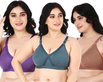 Funahme Bra For Heavy Bust Women Full Coverage Non Padded Bra(Multicolor)