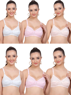FigureFit Kamini Women Everyday Non Padded Bra(Blue, Pink, Orange)