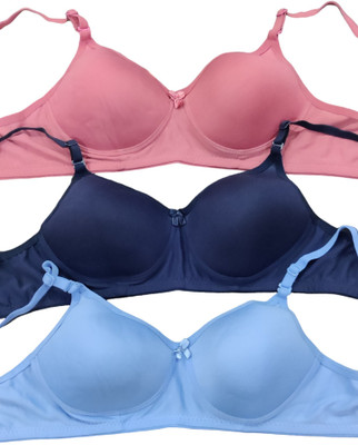 Fashocart Combo pack Of 3 Women Cage Bra Lightly Padded Bra(Pink, Dark Blue, Blue)