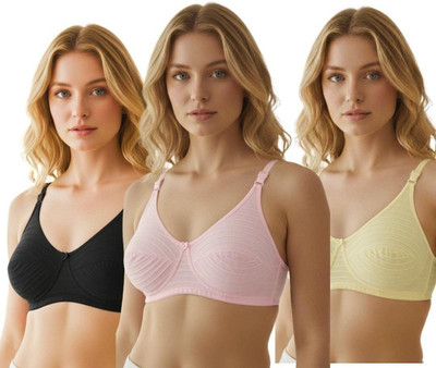 byoubra Rinkle Women Everyday Non Padded Bra(Black, Pink, Yellow)