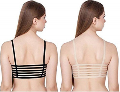 KAALRATRI COMBO SIX STRAP SOFT BRA Women Everyday Lightly Padded Bra(Black, Beige)