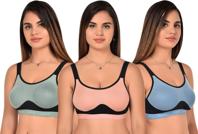 Zivosis Women Sports Non Padded Bra(Light Blue, Light Green, Pink)