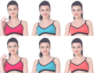 Nutex Sangini Sports Bra Combo Of 6 Women Full Coverage Non Padded Bra(Multicolor)