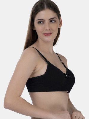 TOMKOT Padded Seamless soft fabric Women Everyday Lightly Padded Bra(Black)