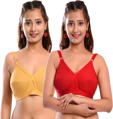elina Women Full Coverage Non Padded Bra(Yellow, Red)