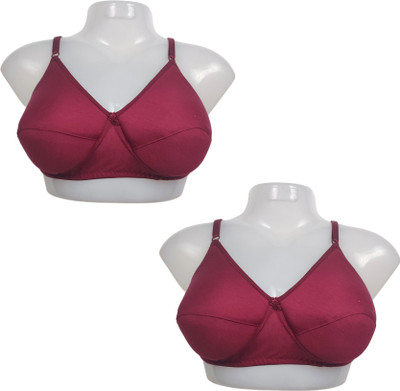 DA CREATIONS PACK OF 2 WOMEN SOLID PUSH-UP LIGHTLY PADDED BRA Women Everyday Lightly Padded Bra(Maroon)