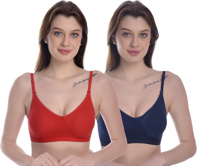 elina Women T-Shirt Non Padded Bra(Green, Red)