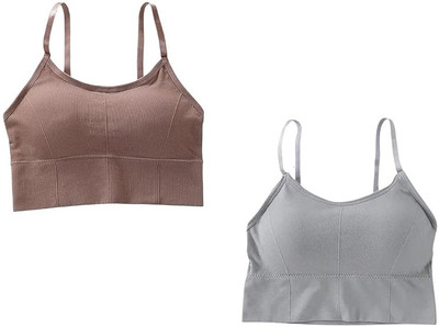 ZENDRIX Wireless Comfort Everyday T-Shirt Bra Classic Adjustable Straps Long Life Wear Women Sports Lightly Padded Bra(Pink, Grey)