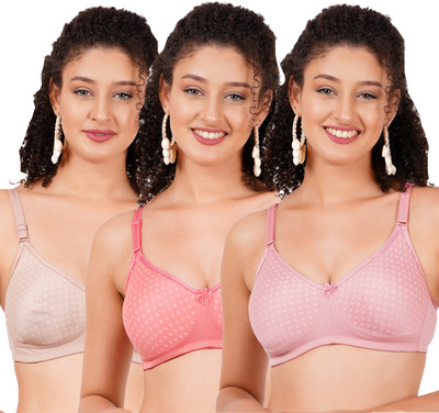 FigureFit MistyMouldMino Women T-Shirt Non Padded Bra(Pink, Purple, Brown)