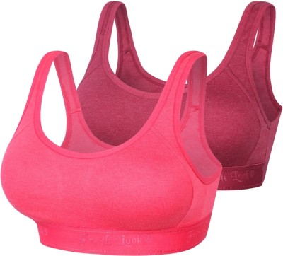 Freshlook High Impact Seamless Women Sports Non Padded Bra(Orange, Maroon)