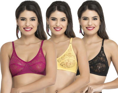 Docare Diamond Women Bralette Non Padded Bra(Purple, Yellow, Black)