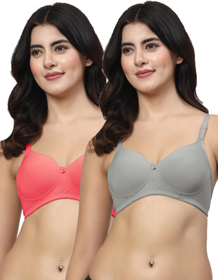 LILY Dapyklis Women T-Shirt Lightly Padded Bra(Pink, Grey)