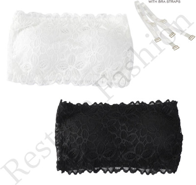 Restore Fashion 521 Women Bandeau/Tube Lightly Padded Bra(Black, White)