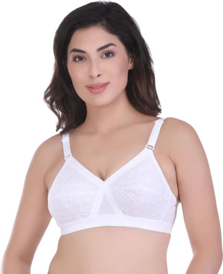 Growthgift Cotton Bra For Women Full Coverage Chicken Cotton. Women T-Shirt Non Padded Bra(White)