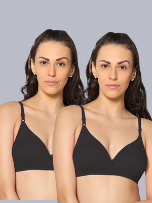 Eden EDEN02BLACKBLACK Women T-Shirt Non Padded Bra(Black)