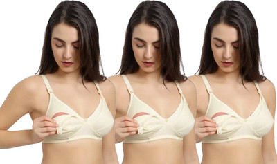 Auletics Maternity Bra for Women Non Padded Seamed Full Coverage Bra Women Maternity/Nursing Non Padded Bra(Beige)