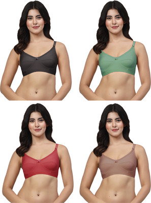 LILY akihdar Women Minimizer Non Padded Bra(Black, Green, Maroon, Maroon)