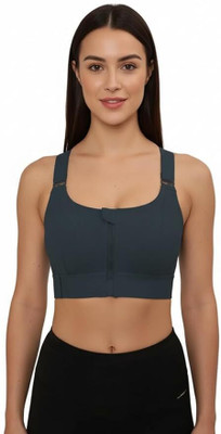 Kesar Lingeries Sports Yoga Bra with Adjustable Straps High Impact Shockproof Brassiere Women Sports Lightly Padded Bra(Blue)