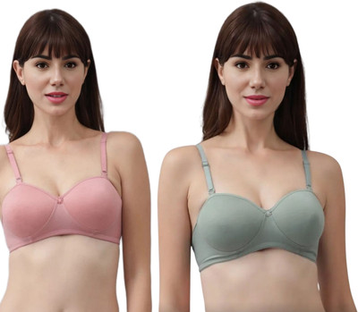YVLORA English Padded Bra Women Everyday Lightly Padded Bra(Pink, Green)