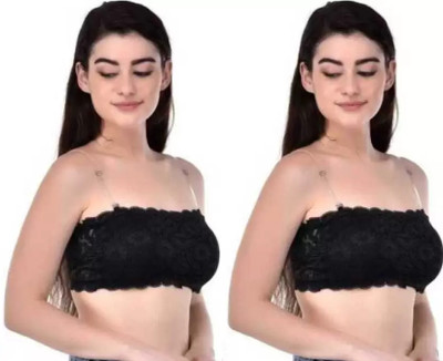 VS Beauti 521 Women Bandeau/Tube Lightly Padded Bra(Black, Black)