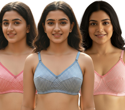 SWEETYLIFE Y-101-P3-GAJ-PNK-GRY-40 Women Everyday Non Padded Bra(Multicolor)