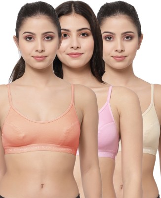 COLLEGE GIRL SB08 Women Sports Non Padded Bra(Orange, Pink, Beige)