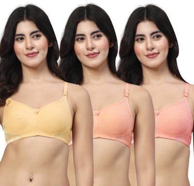 LILY inimad Women Bralette Non Padded Bra(Yellow, Orange, Pink)