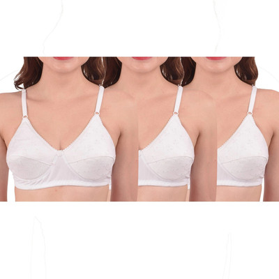 Ninteen-69 Women's T-Shirt Heavy Padded/Emroidery/Non-Wired/Seemed/Hackable/ ¾ Coverage Bra Women Full Coverage Heavily Padded Bra(White)