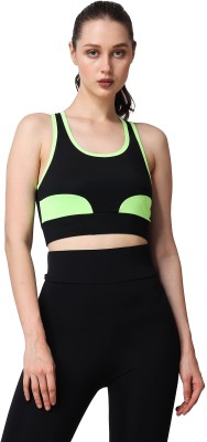 SPLORR UltraSmooth Sports Gym Yoga Running Sports Bra Women Sports Non Padded Bra(Black, Green)