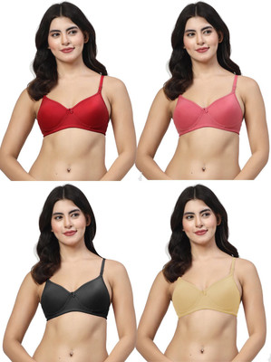 LILY maofcigam Women T-Shirt Lightly Padded Bra(Maroon, Pink, Beige, Black)