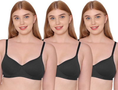 KOMLI Komli Seamless Medium Padded Full Coverage Cotton Rich Padded Bra Women T-Shirt Lightly Padded Bra(Black)