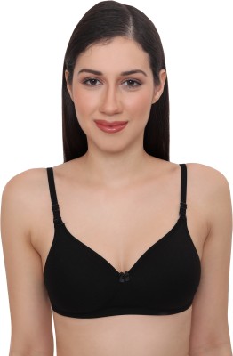 Glamoras Women T-Shirt Lightly Padded Bra(Black)