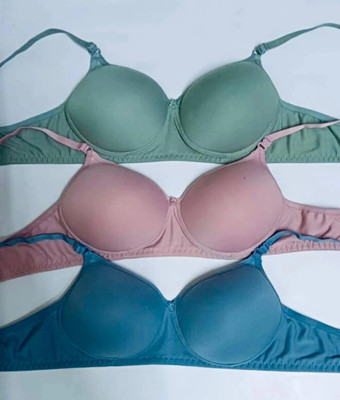 Yurick Pack Of 3 Bra Women Full Coverage Lightly Padded Bra(Multicolor)