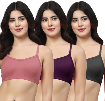 LILY 3321Mino Women Sports Non Padded Bra(Maroon, Purple, Black)