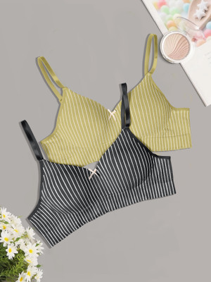 NAGARVEL CREATION b/12203-grn/blk-p02-34 Women Full Coverage Lightly Padded Bra(Multicolor)