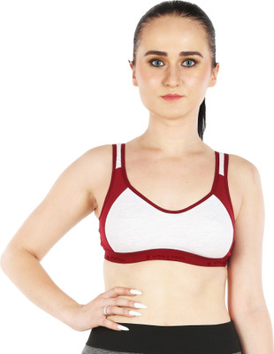 BALESH Non Padded Double Layer Sports Bra For Women And Girls Women Everyday Non Padded Bra(Maroon, White)