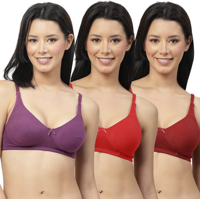 Shyam Sons FLAIR Double Layered 0636 Women T-Shirt Non Padded Bra(Purple, Red, Maroon)