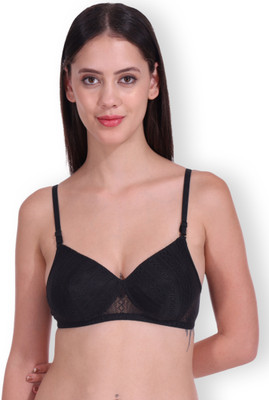 Selfcare Net Nylon Full Coverage Everyday Bra Women Bralette Lightly Padded Bra(Black)