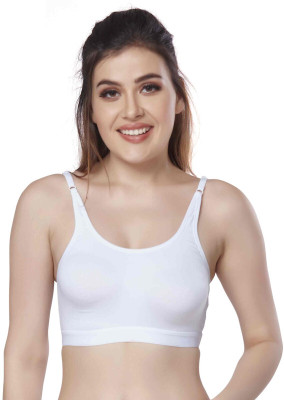 LOGGERHEAD Women's Cotton Lycra Beginners Bra Women Training/Beginners Non Padded Bra(White)