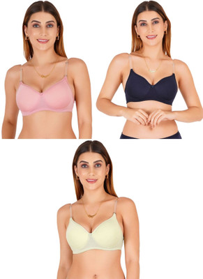 Liigne Transparent Strap Women Padded Bra Women Everyday Lightly Padded Bra(Pink)