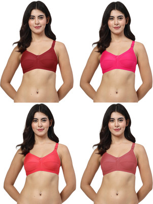 LILY 306 Women Minimizer Non Padded Bra(Pink, Brown, Maroon, Red)