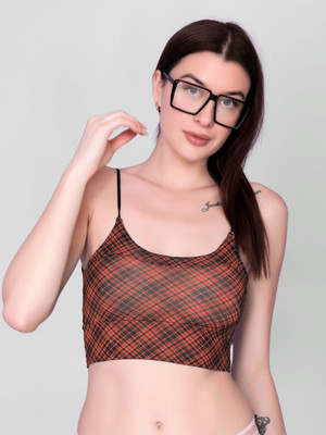 BEYONDIMAGINE Women Cami Bra Lightly Padded Bra(Orange)