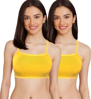 HAPPILO CREATIONS Girls T-Shirt Non Padded Bra(Yellow)