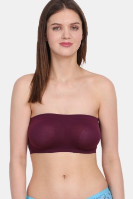 s k traders Women's Stretchable Seamless Nylon Non Padded Tube Bra Women Minimizer Non Padded Bra(Purple)