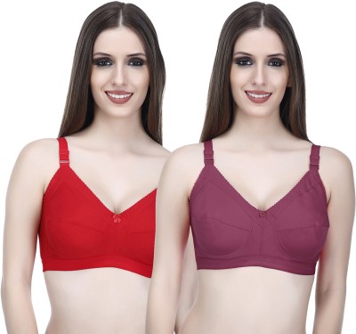 elina Ultimate Comfort Wireless Bra for Women Women T-Shirt Non Padded Bra(Purple, Red)