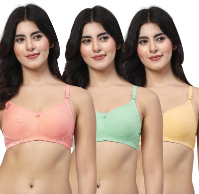 LILY inimad Women Everyday Non Padded Bra(Pink, Green, Yellow)