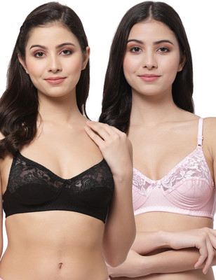 Docare NET21 Women Bralette Non Padded Bra(Black, Pink)
