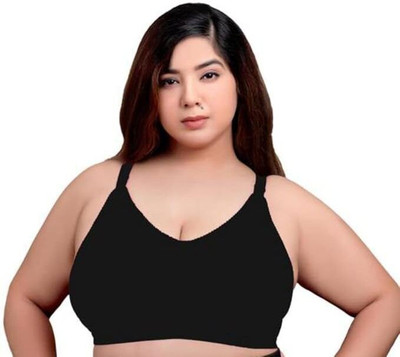 map deal Raguler & Plus Size Women Full Coverage Cotton Broad Belt Bra Women Full Figure Women Everyday Non Padded Bra(Black)